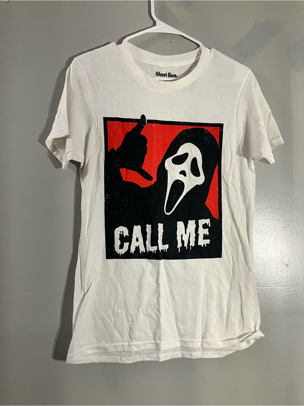 Bioworld White Ghost Face Licensed Crew Neck Tee